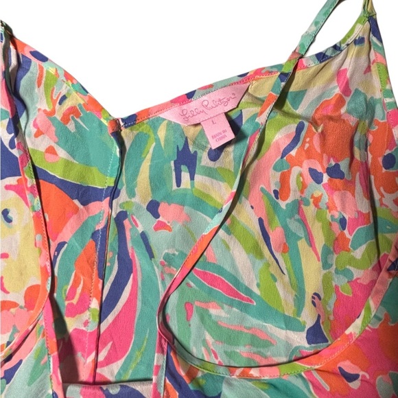 Lilly Pulitzer Zoe Silk Sleeveless Top Casa Banana , Size Large - Picture 3 of 5